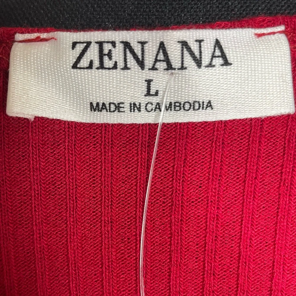 Zenana Red Ribbed Wrap Cropped Top Size Large New With Tags - Picture 2 of 6